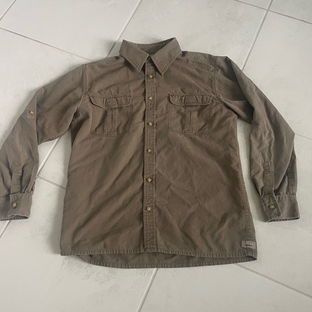Gramicci Men's Casual Button Down Shirt - Tan SIZE MEDIUM